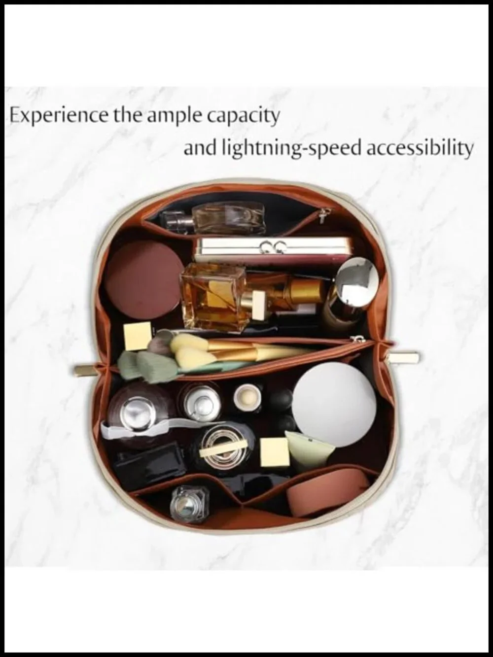 Large Capacity Travel Cosmetic Bag Waterproof PU Leather Makeup Organizer with